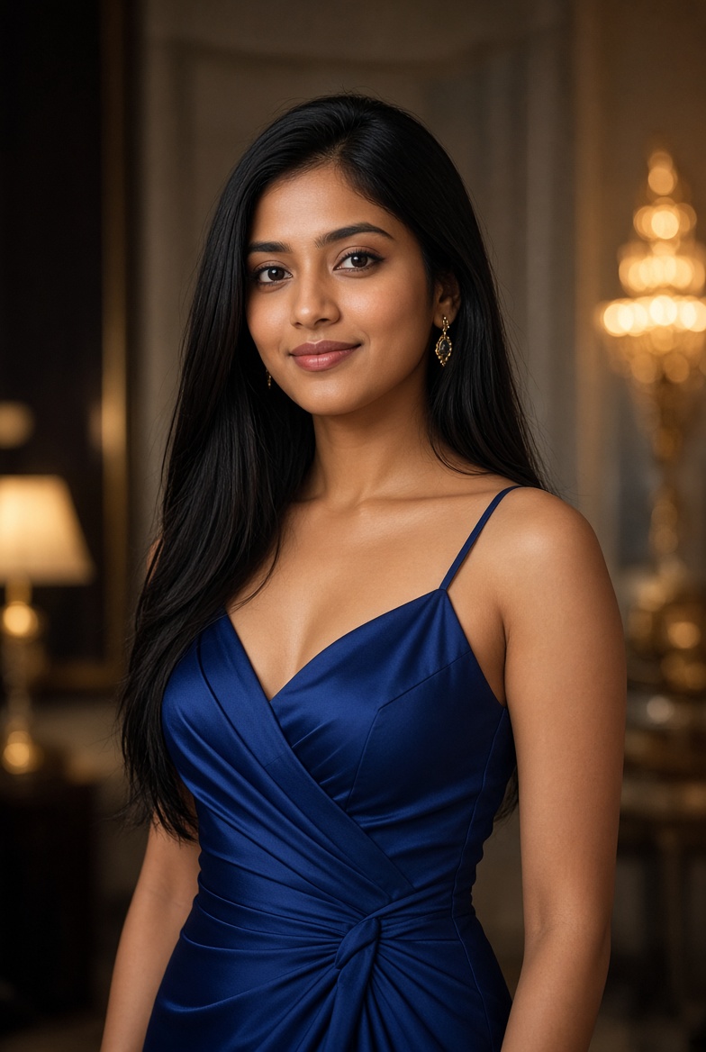 Kavya - Graceful Mohali call girls in elegant blue dress for overnight