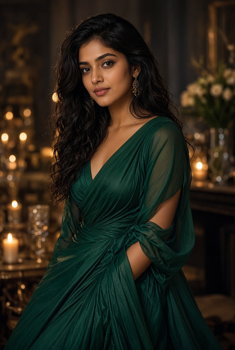 Tara - Romantic overnight escorts Mohali in emerald green gown