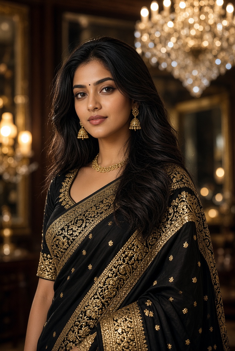 Kriti - Premium high-class Mohali escorts agency model in black gold saree